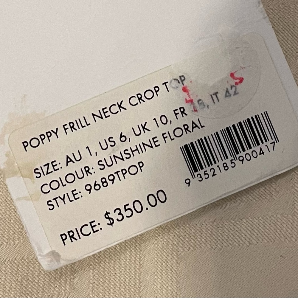 ZIMMERMAN LINEN CROP TOP SIZE AU 1 / US 6 NWT - Picture 9 of 9